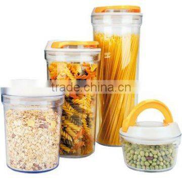 SINOGLASS 4 Pcs Round Plastic Rainbow Lock Airtight Storage Jar Set