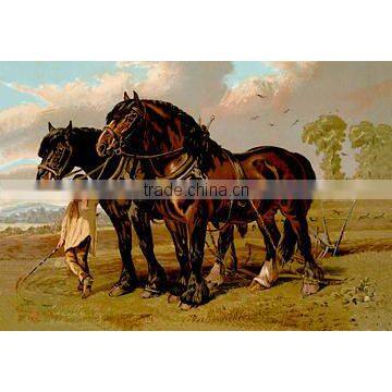 Clydesdale Stallion & Mare 28x42 Giclee on Canvas