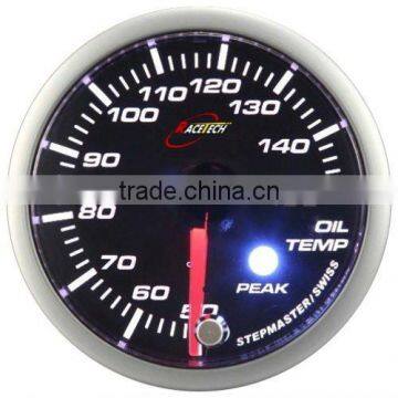 52mm Smoke Lens/ Super White & Amber LED Oil Temp Gauge With Warning & Peak Recall