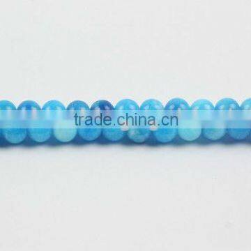 SL72222 Dyed White & Blue Jade Plain Round Beads