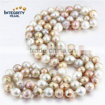 47 inches long modern pearl necklace design 11-13mm AA edison large pearl necklace