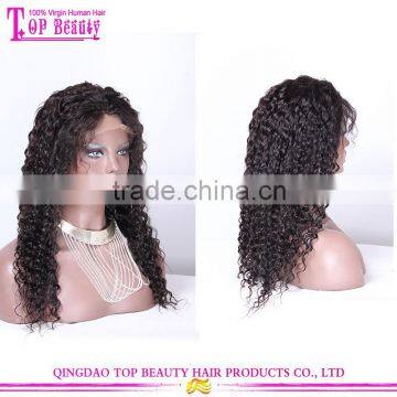 Wholesale Qingdao Factory Price 20 Inch Raw Unprocessed Virgin Peruvian Hair Lace Wig Curly Human Hair Topper Wig photo-6