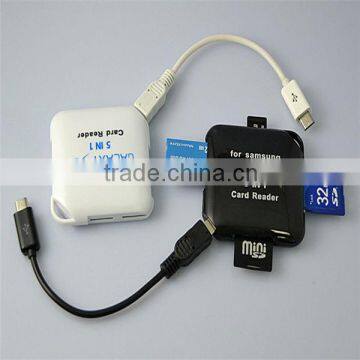 Multifunction colorful chip card reader writer/All-in-1 micro usb card reader otg