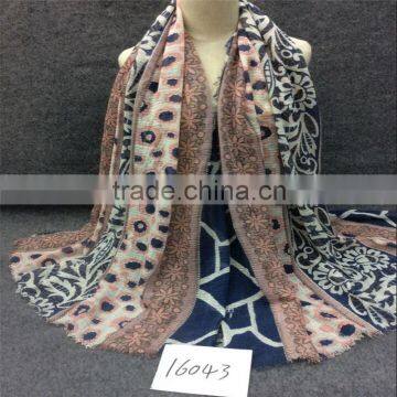 2017 wholesale floral stripe women pashmina and lady scarf