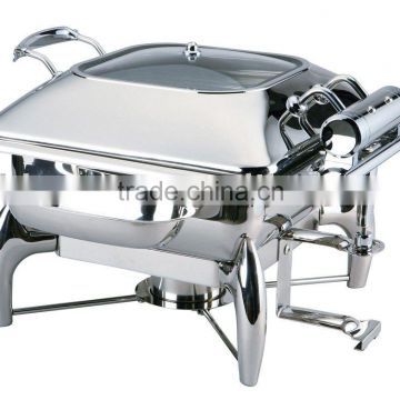 GW-21A-GL 4L Stainless Steel Exquisite Glass Lid Chafing Dish (Hydraulic System)