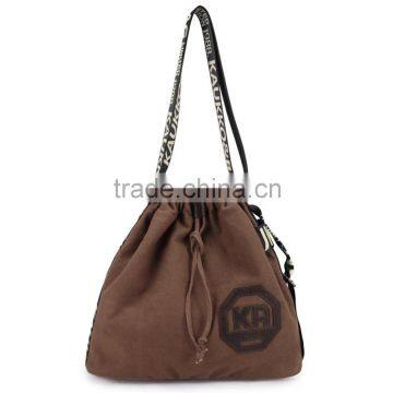 Wholesaler Fashion Canvas Drawstring Bucket Cross Body Bags for Women