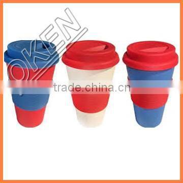 Eco-Friendly Feature and Bamboo Material Eco bamboo fiber cup with lids and sleeve