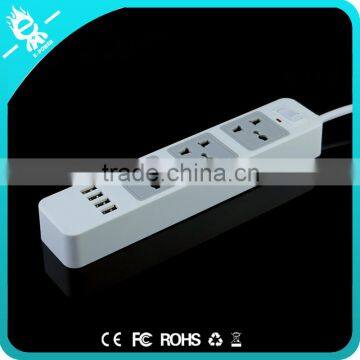 4 Usb 3-pin Plug Retractable Extension Pvc Multiple Power Socket With Switch photo-3