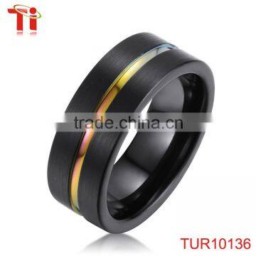Black tungsten carbide wedding bands ring