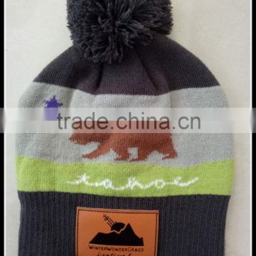 high quality knitted beanies hat with logo embroidery wholesale