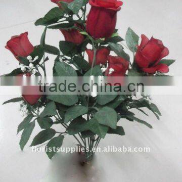 mix flower bush in pure white,rtificial flower bouquet for wedding ,silk cabbage rose ,rose bouquet
