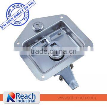 Heavy Duty Truck or Trailer Flush Mount Polished Stainless Steel Key-Locking Recessed Folding T Handle Lock