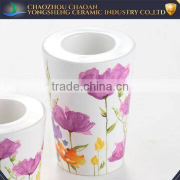 Vintage Ceramic/pottery Floral Decal Candle Stick Holders photo-3