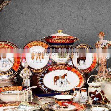 Nobel gallant horse pattern ceramic bone china dinnerware set