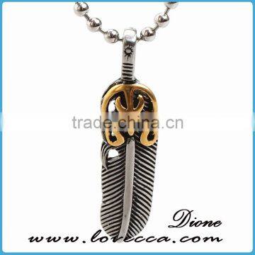 Various Designs Wholesale Titanium Antique Color Men Feather Pendant in Stainless Steel photo-5