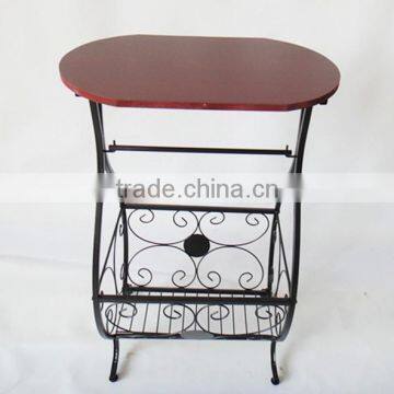 RH-02A Round Wood Top With Metal Frame Gramercy Scroll-Design Bathroom Table photo-2