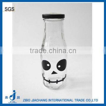 decal Wholesale 1 liter 250ml Milk Glass Bottles With black screw caps