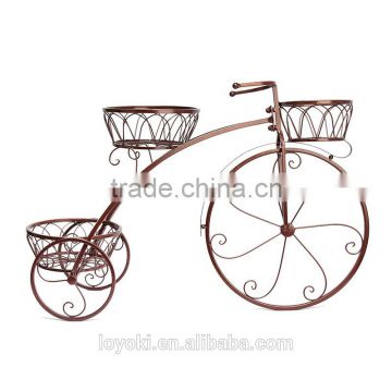 Garden Cart Vintage Parisian Style Tricycle 3 Tier Metal Planter Display Stand / Flower Pot Holder Iron Flower Pot Stand photo-3