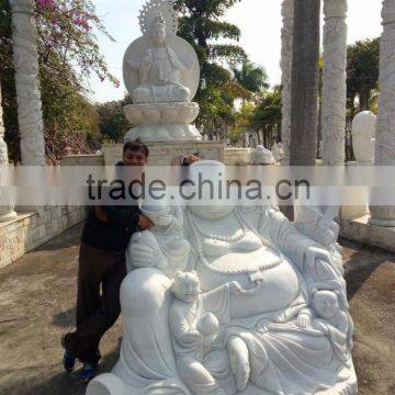 Garden Decoration Stone Carving Laughing Buddha Vietnam Marble Sculptures photo-2