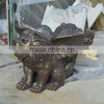 Home Garden Resin Craft Fiberglass Fly Lion Sculpture photo-2