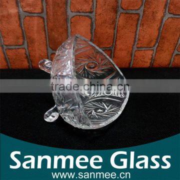 Small Size Trangle Leaves Embossed Glass Ice Cream Cup photo-2