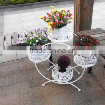 Manufacturer garden white display shelf round shape metal flower pot stand