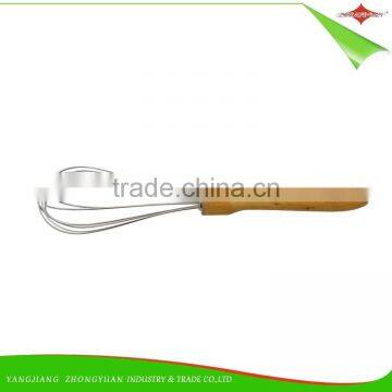 ZY-C1034 10 Inch Stainless Steel Head Egg Whisk Rubber Wood Handle Egg Beater photo-2