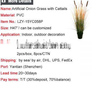 Dongugan Factory Direct Sale Artificial Grass Onion Grass With Cattails in Pot Synthetic Potted Grass Pots Plant photo-6