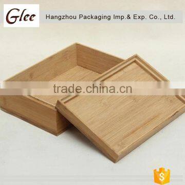 Simple finish wonderful Square bamboo boxes with engraved logo