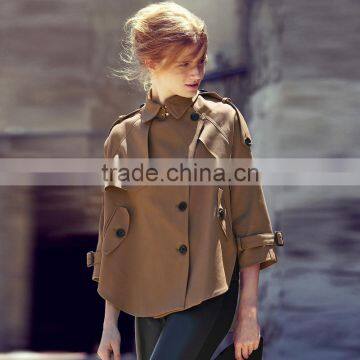 2014 new fashion winter long beige buttons elegant jacket coat super star