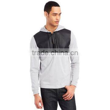 Mens Faux Leather Sleeve Hoodie