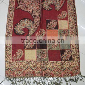 New popular Russian jacquard classic viscose polyester paisley floral pashmina scarf for lady