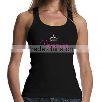 Popular New Arrival Cotton and Spandex Fabric Wholesale Custom Women Cheer Mom Gym Princess Rhinestone Tank Tops photo-2
