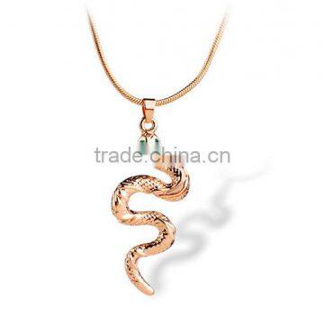 2016 high quality fashion snake pendant necklace 18k gold color unique snake necklace