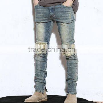 New Model Men's Distressed Urban Star Biker Denim Jeans Pants Men Slimming Skinny Used Motocycle Jeans photo-3