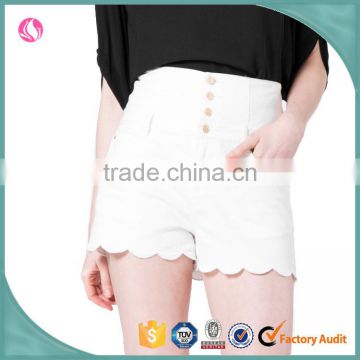 OEM Wholesale Latest Solid Frill Short Jeans Summer Ladies Denim Shorts