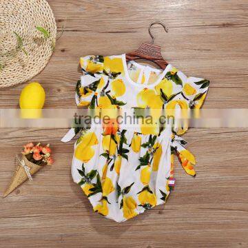 Wholesale Yellow Lemon Carters Baby Toddlers Romper Clothing Ruffle Frock Romper