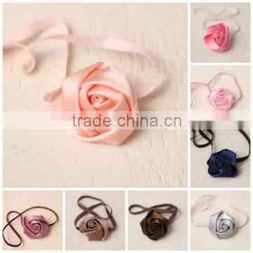 Factory Fancy Hair Sweet Flower Baby Hair Headband For Kids With Ribbon Rose Bowknot For Young Girls