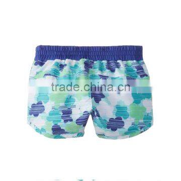 Blue Floral Polyester Board Shorts Summer Swim Short For Girl photo-2