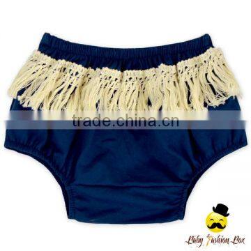 New Model Design Hot Summer Kids Plain Navy Decorative Fringe Free Panties Newborn Baby Toddle Girls Vintage Outside Diaper photo-4