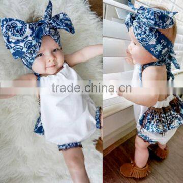 S33621W Baby Girl Rompers National Style Flower Infant Romper Summer Cotton Girl Jumpsuit