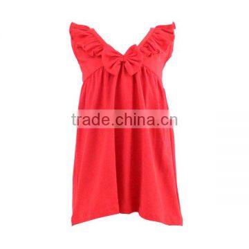 Summer Boutique Fashionable Children Clothes Solid Red Baby Gown Dress With Backless &bowknot Design photo-2