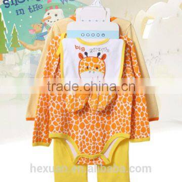 100% Cotton Autumn Europe 5pcs Rompers Suit Baby Clothing Sets photo-4