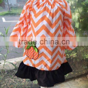 2014 New Girls Halloween Dress Pumpkin Dress Chevron Dress photo-3