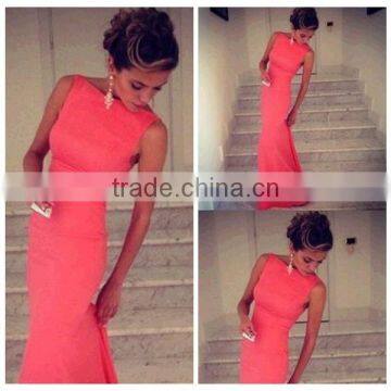 2016 Wholesale Price Fashion Red Night Evening Dress Sleeveless Long Maxi Lady Spring Summer photo-4