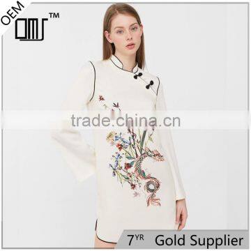 Mandarin collar vintage clothing oriental long sleeve top for women