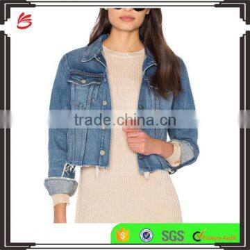 Soft light weight korean design fashion clothes slim short denim jacket