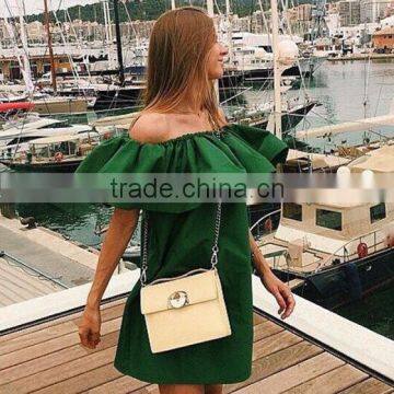 Ladies Fashion Half Shoulder-off Dresses Lady's Short Butterfly Sleeve Dress for Wholesale 2017 photo-2