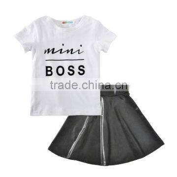 Wholesale 2 pieces girl t-shit and skirt set children clothes set