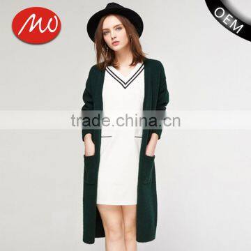 high quality popular sweater women knit ladies long coat design with pocket